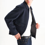 WAX LONDON Hamblin Double Face Check Wool Jacket in Navy