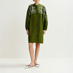 ESSENTIEL ANTWERP Hanana Embellished Shirt Dress in Kombu Green