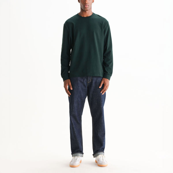 WAX LONDON Hayden Emorised Cotton Long Sleeve T Shirt in Dark Green