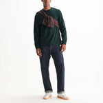 WAX LONDON Hayden Emorised Cotton Long Sleeve T Shirt in Dark Green