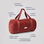 LES PENSIONNAIRES Corduroy Bowling Bag in Rust Red