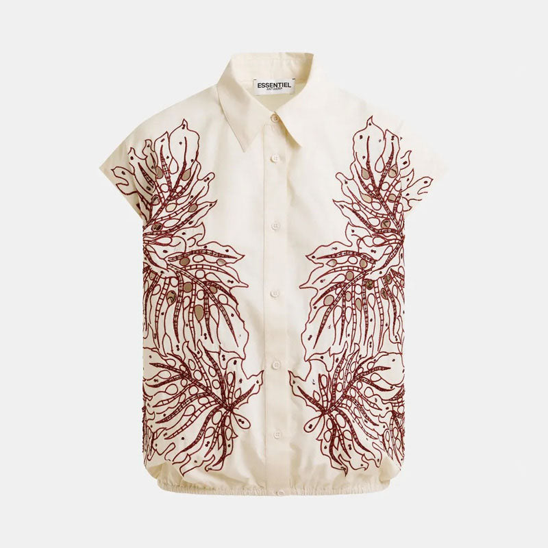 ESSENTIEL ANTWERP Hebraska Embroidered Shirt  in Combo2 Off White
