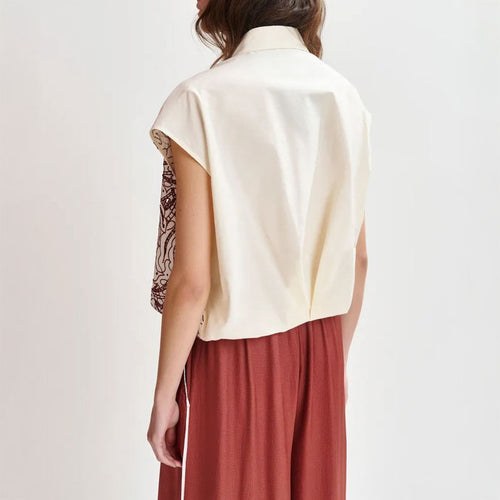 ESSENTIEL ANTWERP Hebraska Embroidered Shirt  in Combo2 Off White