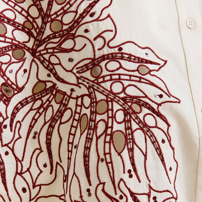 ESSENTIEL ANTWERP Hebraska Embroidered Shirt  in Combo2 Off White