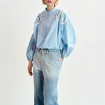 ESSENTIEL ANTWERP Hementine Embellished Shirt in Denim Blue