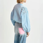 ESSENTIEL ANTWERP Hementine Embellished Shirt in Denim Blue