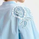 ESSENTIEL ANTWERP Hementine Embellished Shirt in Denim Blue