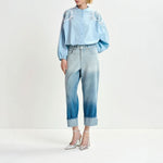 ESSENTIEL ANTWERP Hementine Embellished Shirt in Denim Blue
