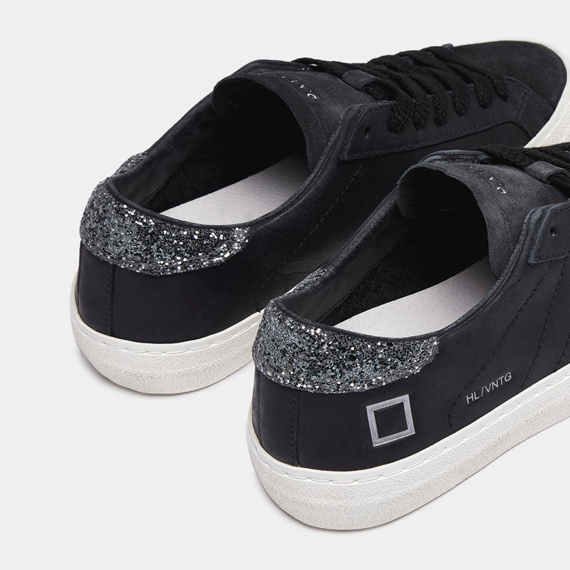 D.A.T.E Hill Low Vintage Calf Sneakers in Black