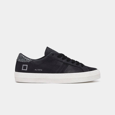 D.A.T.E Hill Low Vintage Calf Sneakers in Black