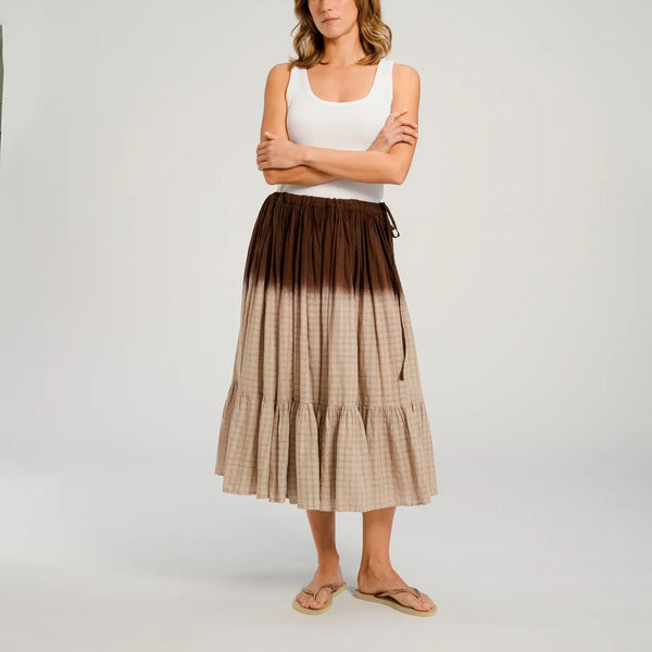 V DE VINSTER Himi Tye Dye Skirt in Cacao