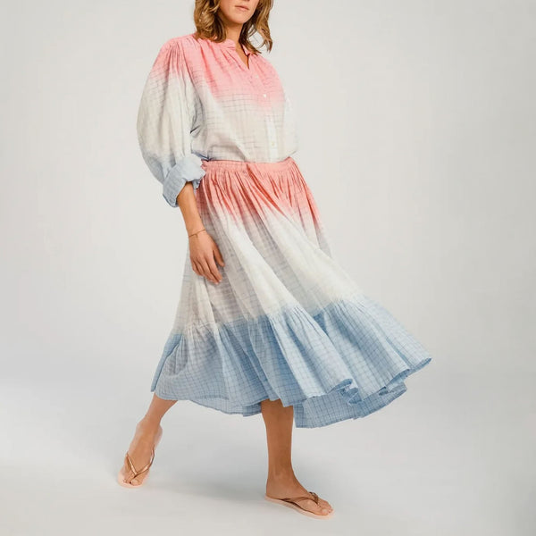 V DE VINSTER Himi Tye Dye Skirt in Light Blue