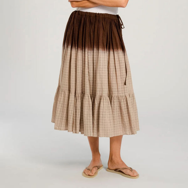 V DE VINSTER Himi Tye Dye Skirt in Cacao
