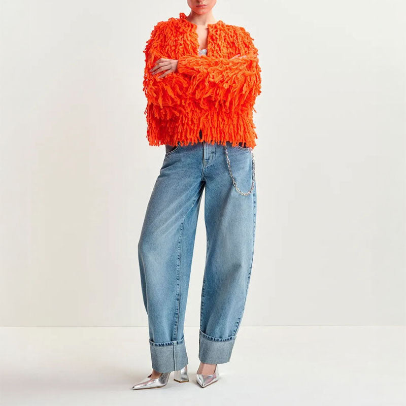ESSENTIEL ANTWERP Hinwood Fringed Jacket in Chimique Fanta