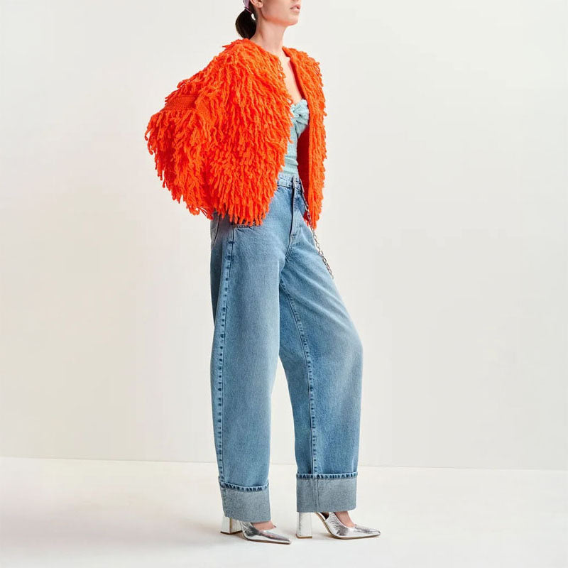 ESSENTIEL ANTWERP Hinwood Fringed Jacket in Chimique Fanta
