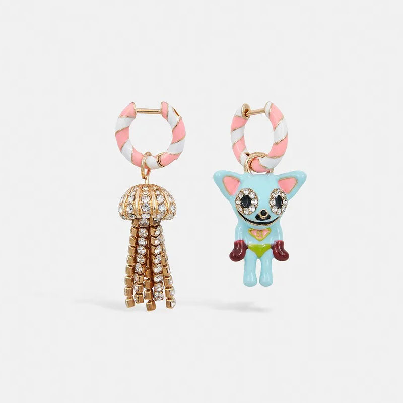 ESSENTIEL ANTWERP Hiris Earrings with Charms in Burnt Coral