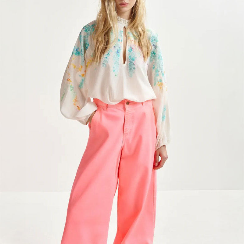 ESSENTIEL ANTWERP Hitrus Appliqued Detail Top in Off White