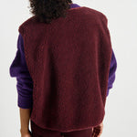 AMERICAN VINTAGE Hoktown Zip Up Gilet in Burgundy Melange