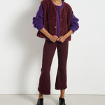 AMERICAN VINTAGE Hoktown Zip Up Gilet in Burgundy Melange