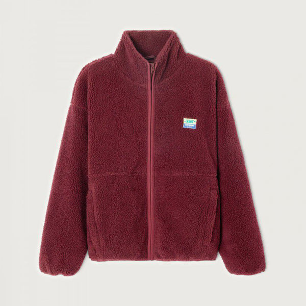AMERICAN VINTAGE Hoktown Zip Up Jacket in Burgundy Melange