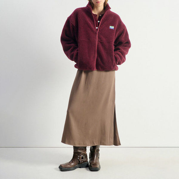 AMERICAN VINTAGE Hoktown Zip Up Jacket in Burgundy Melange