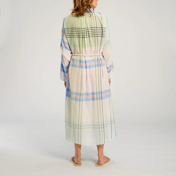 V DE VINSTER Hokkaido Checkered Dress in Multi Sky