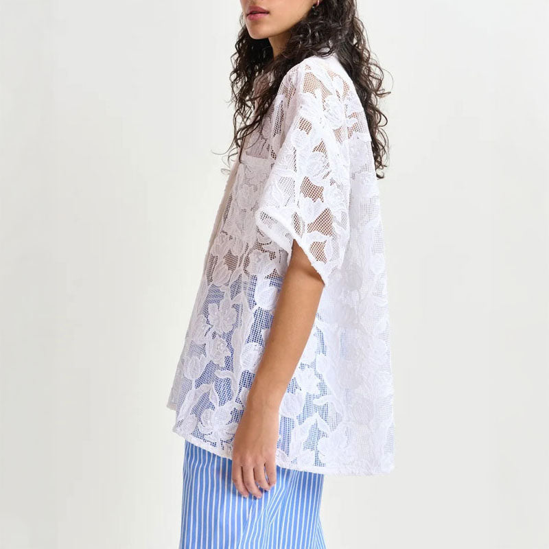 ESSENTIEL ANTWERP Hok Lace Oversized Shirt  in White