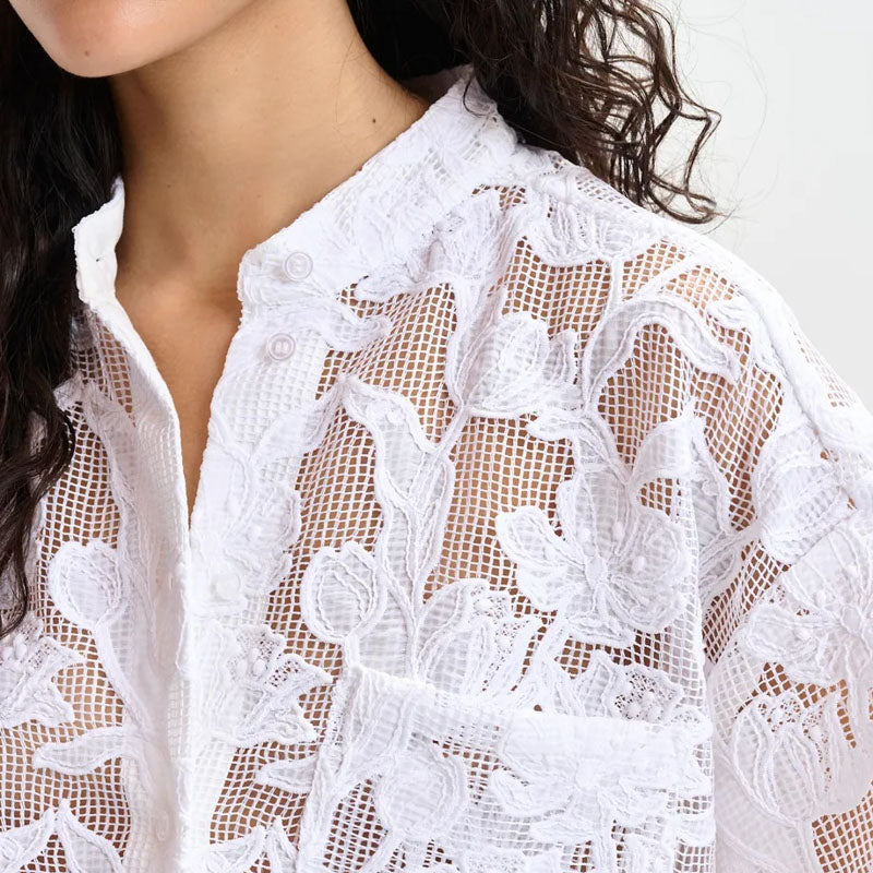 ESSENTIEL ANTWERP Hok Lace Oversized Shirt  in White