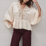 FAUNE Honeysuckle Modal Satin Blouse in Natural Blush