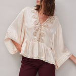 FAUNE Honeysuckle Modal Satin Blouse in Natural Blush