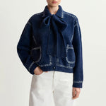 ESSENTIEL ANTWERP Ihoops Cardigan with Bow in Navy
