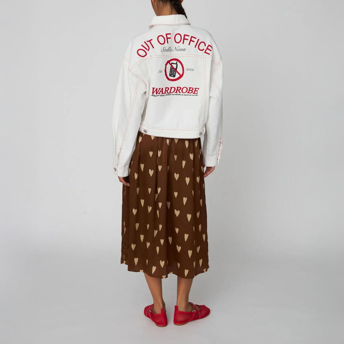 STELLA NOVA Heart Printed 100% Silk Skirt  in Hearts