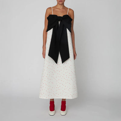 STELLA NOVA Heart Printed Bow Dress in Hearts