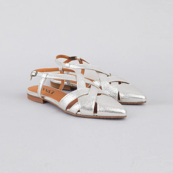 ESSKA Heidi Flat Sling Back Shoes in Silver
