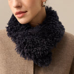 HELEN MOORE Faux Sheepskin Vintage Collar in Navy