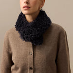 HELEN MOORE Faux Sheepskin Vintage Collar in Navy