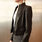 STUDIO KIN Helena Cropped Leather Jacket in Black
