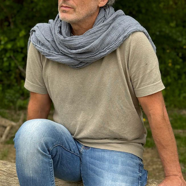 COULEUR CHANVRE Hemp Scarf in Thé Bleu