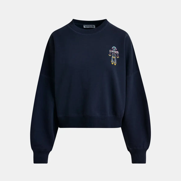 ESSENTIEL ANTWERP Ibernatus Embroidered Sweat in Navy