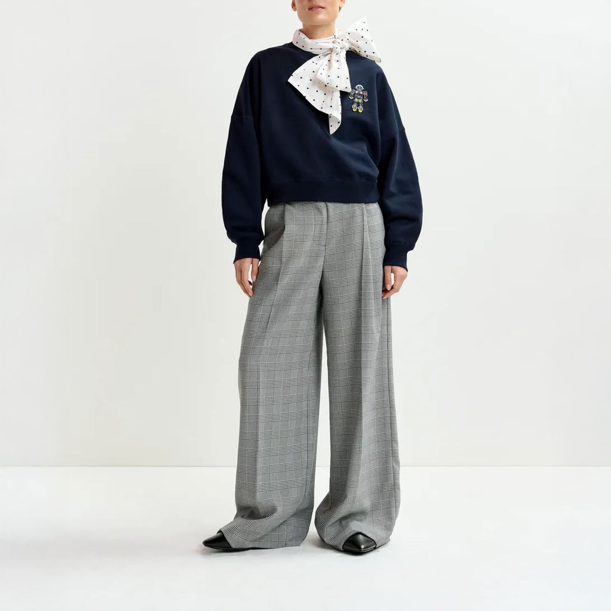 ESSENTIEL ANTWERP Ibernatus Embroidered Sweat in Navy