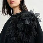 ESSENTIEL ANTWERP Ibiscus Cotton T-Shirt With Floral Detail in Black
