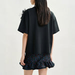 ESSENTIEL ANTWERP Ibiscus Cotton T-Shirt With Floral Detail in Black