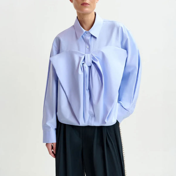 ESSENTIEL ANTWERP Ibow Bow Shirt in Pale Kingsblue