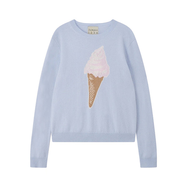 JUMPER 1234 Ice Cream Crew Neck Cashmere Jumper in Azure/Multi