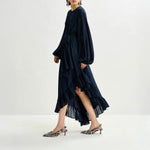 ESSENTIEL ANTWERP Iflower Pussy Bow Tie Dress in Navy