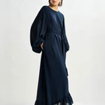 ESSENTIEL ANTWERP Iflower Pussy Bow Tie Dress in Navy