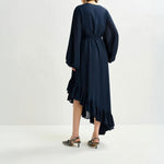 ESSENTIEL ANTWERP Iflower Pussy Bow Tie Dress in Navy