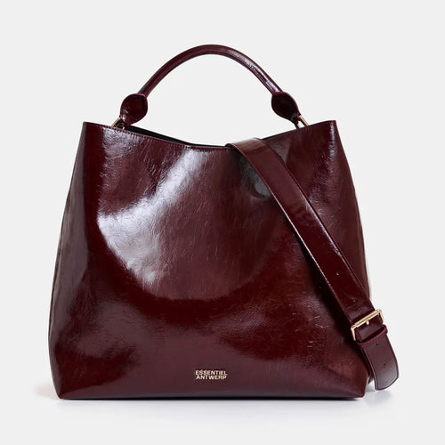 ESSENTIEL ANTWERP Ihurley Glossy Shopper Bag in Burgundy
