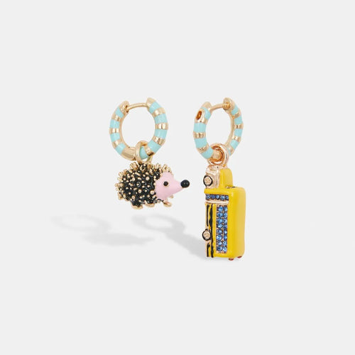 ESSENTIEL ANTWERP Ilife Earrings with Charms in Emerald