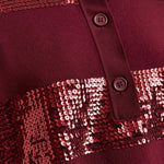 ESSENTIEL ANTWERP Illuminati Striped Sequin Polo in Margot Mauve